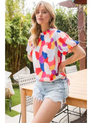 Colorful Cow Print Top