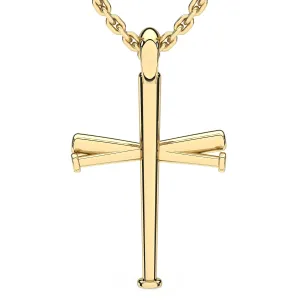 Original Baseball Bat Cross Necklace | Gold Stainless Steel